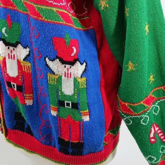 Vintage Casual Corner v-neck Christmas cardigan-sz M - Picture 7 of 12